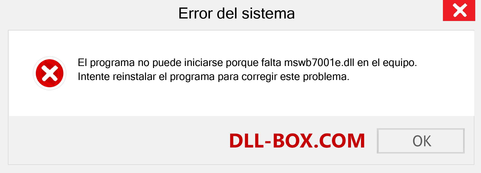 ¿Falta el archivo mswb7001e.dll ?. Descargar para Windows 7, 8, 10 - Corregir mswb7001e dll Missing Error en Windows, fotos, imágenes