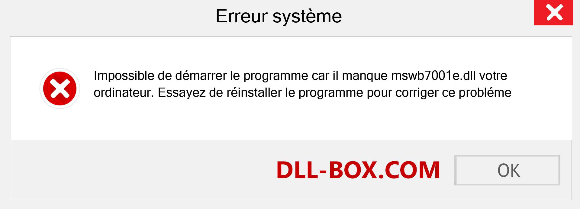 Le fichier mswb7001e.dll est manquant ?. Télécharger pour Windows 7, 8, 10 - Correction de l'erreur manquante mswb7001e dll sur Windows, photos, images